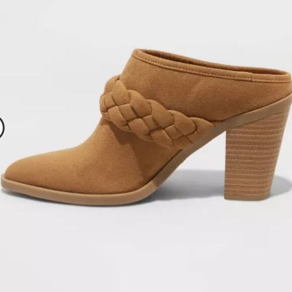 New Universal Thread Avis block mule heels suede memory foam NWT tan brown 🎯 - Picture 2 of 11